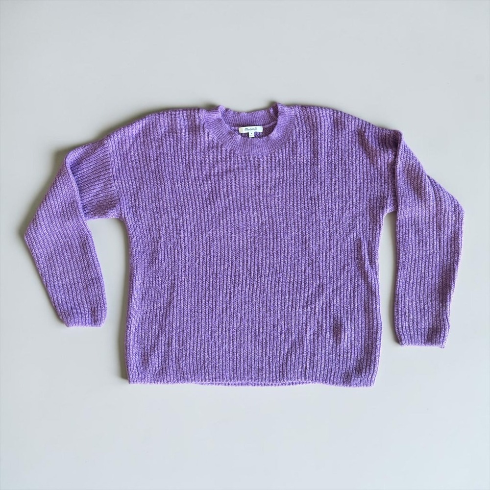 Madewell Ribbed Crewneck Sweater Heather Amethyst Purple Women's Size Medium